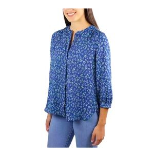 NWT Womens 3/4 Sleeve Top Blue Floral Size Medium